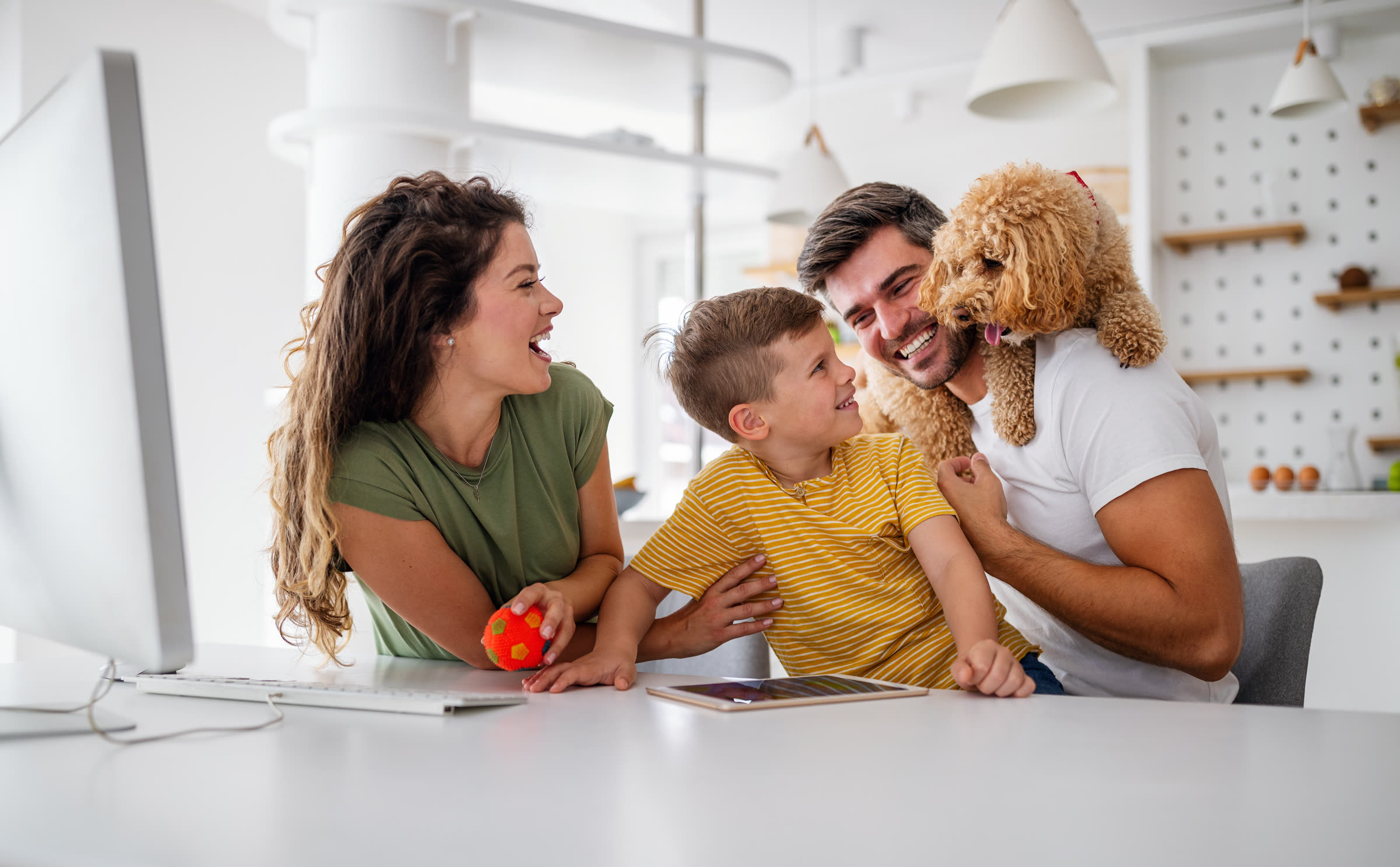 Happy family spending time together at home
